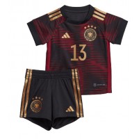 Camiseta Alemania Thomas Muller #13 Visitante Equipación para niños Mundial 2022 manga corta (+ pantalones cortos)